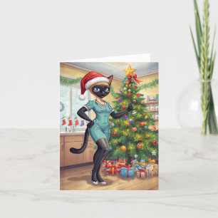 Nurse on Duty Christmas Time for Cat Lovers Holiday Card