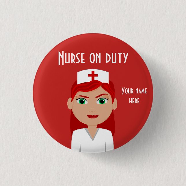 Nurse On Duty Design Small, 1¼ Inch Round Button (Front)