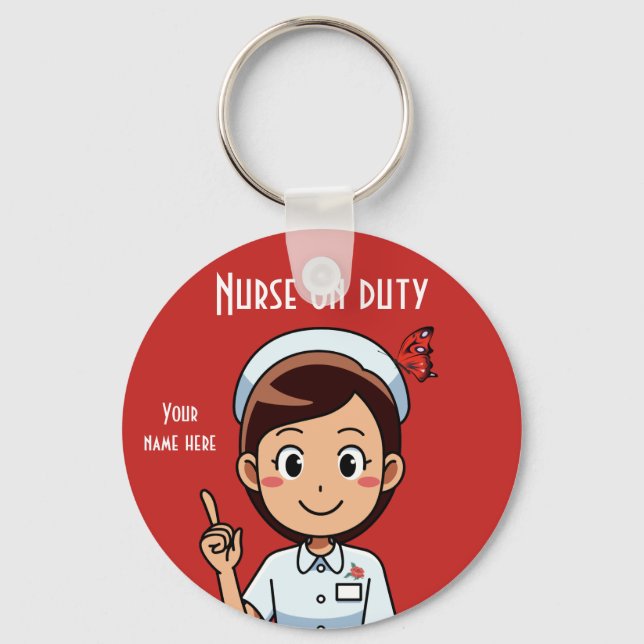 Nurse on Duty with Butterfly Keychain (Front)