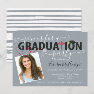 Nurse or Doctor Medical Photo Graduation Party Invitation