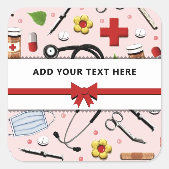 Nurse or Doctor Personalized Square Sticker (Front)
