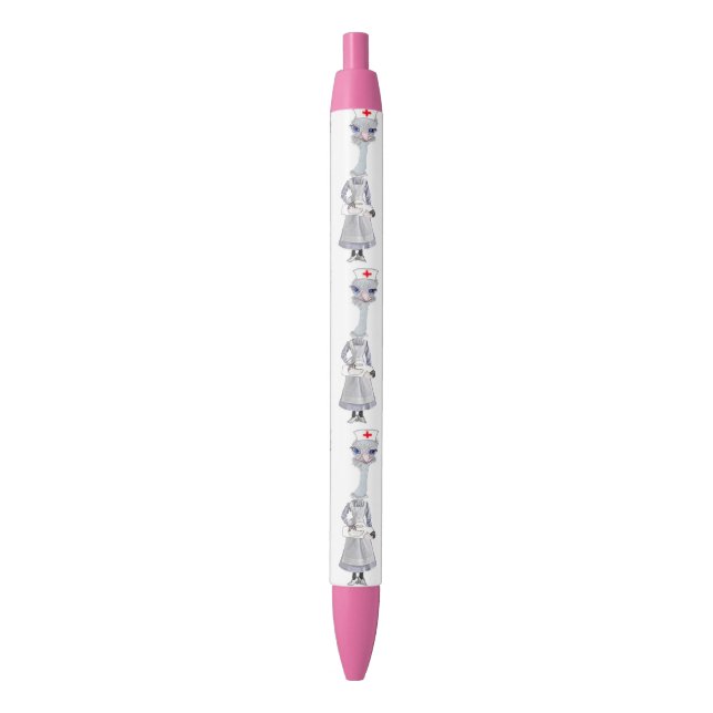 Nurse Ostrich Black Ink Pen (Front Vertical)