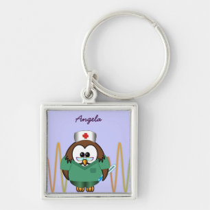 nurse owl keychain