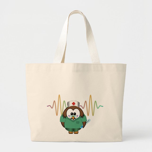 nurse owl large tote bag (Front)
