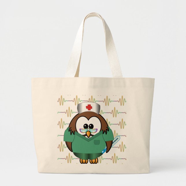 nurse owl large tote bag (Front)