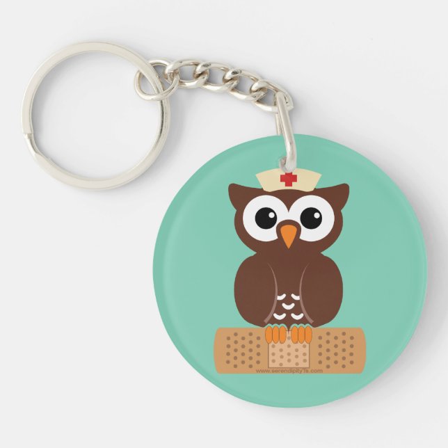 Nurse Owl (w/bandaid) Keychain (Front)