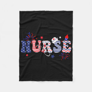 Nurse Patriotic 4th Of July  Fleece Blanket