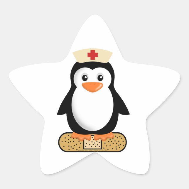 Nurse Penguin (w/Bandaid) Star Sticker (Front)