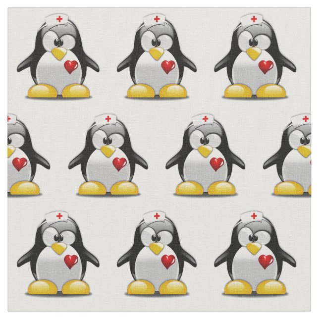 Nurse Penquin Fabric (Close Up)