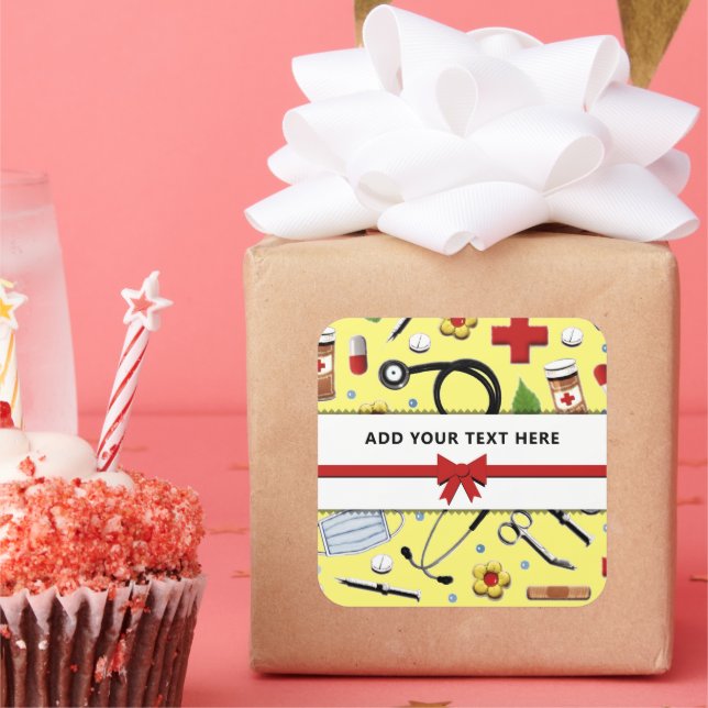 Nurse Personalized Square Sticker (Party)