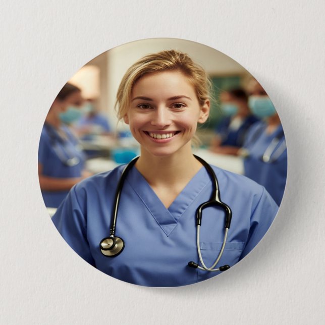Nurse Photo Customize Personalize 3 Inch Round Button (Front)