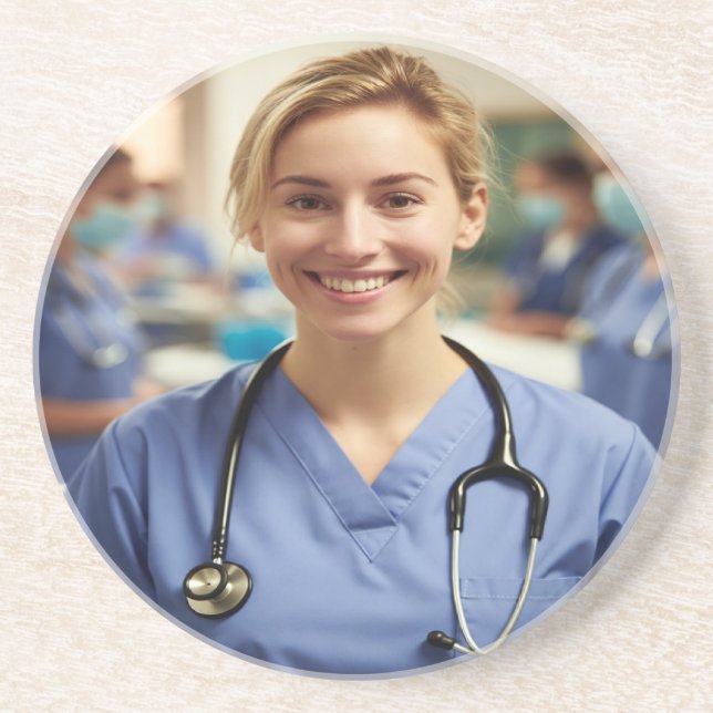 Nurse Photo Customize Personalize Coaster (Front)
