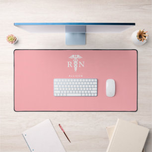 Nurse Pink Medical Caduceus Personalized Desk Mat