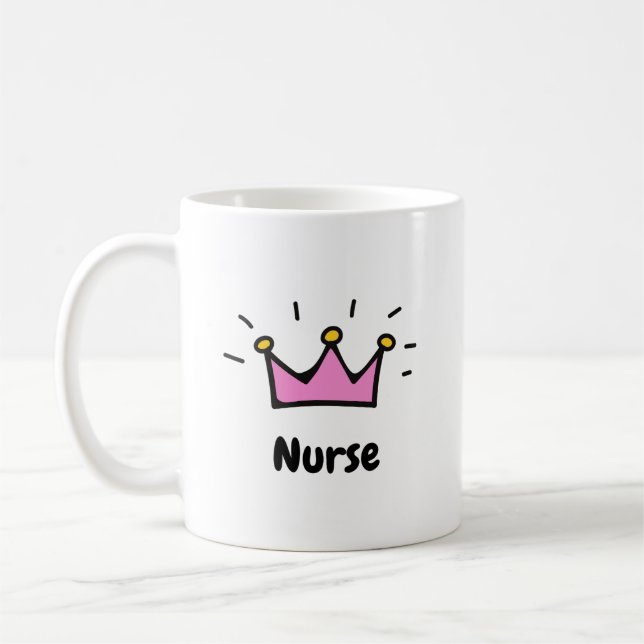Nurse Pink Princess Crown Art Coffee Mug (Left)