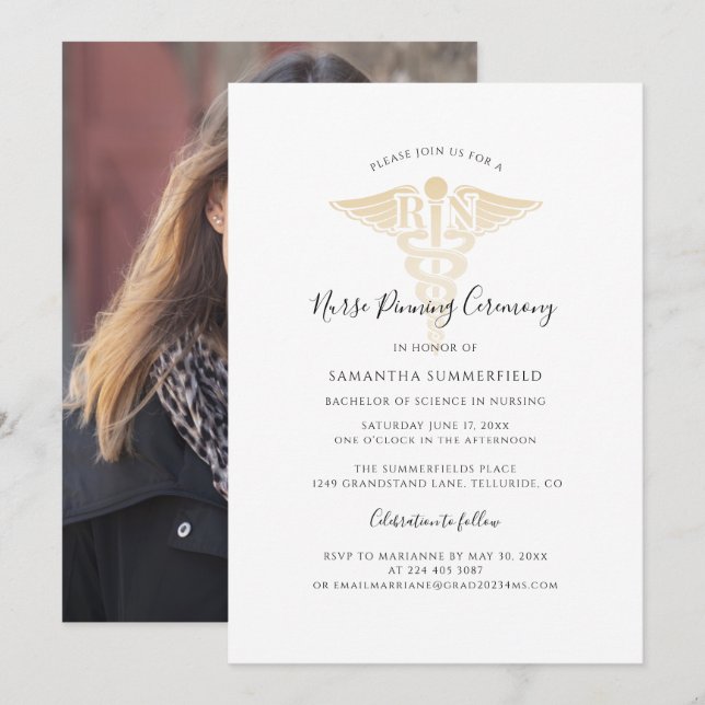 Nurse Pinning Graduation 2024 Photo Invitation (Front/Back)