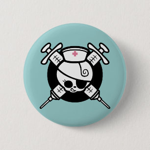 Nurse Pirate and Cross Hypos 2 Inch Round Button