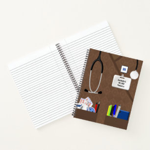 Nurse Pockets In Brown Scrubs Personalized Notebook