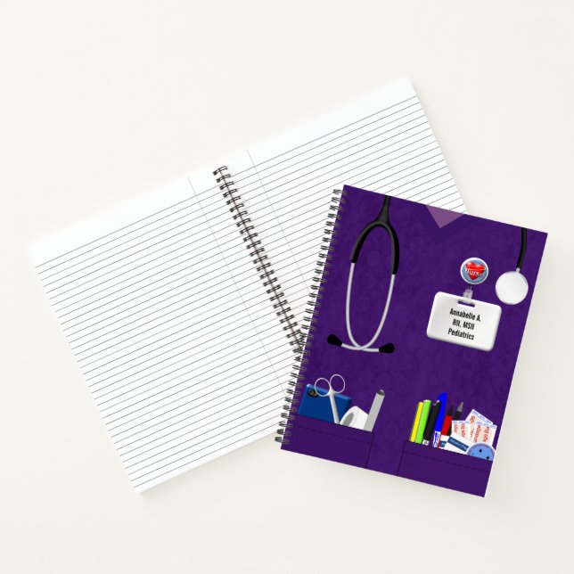 Nurse Pockets In Purple Personalized Notebook (Inside)