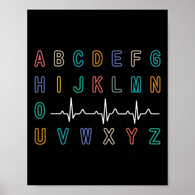 Nurse Pqrst Test Abc's Ekg Strip Alphabet Funny Nu Poster (Front)