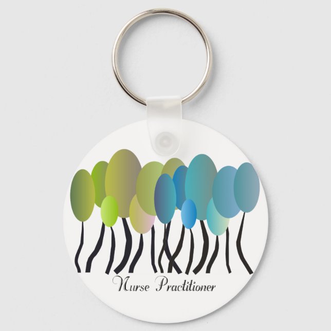 Nurse Practitioner Artsy Trees Design Gifts Keychain (Front)