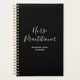 Nurse Practitioner Black White Script Name Student Planner