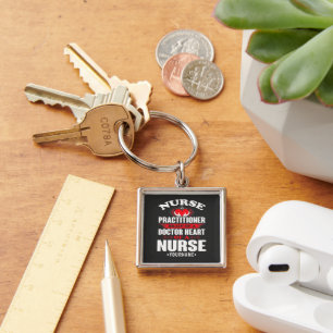 Nurse Practitioner Brains Of A Doctor Heart Of Keychain
