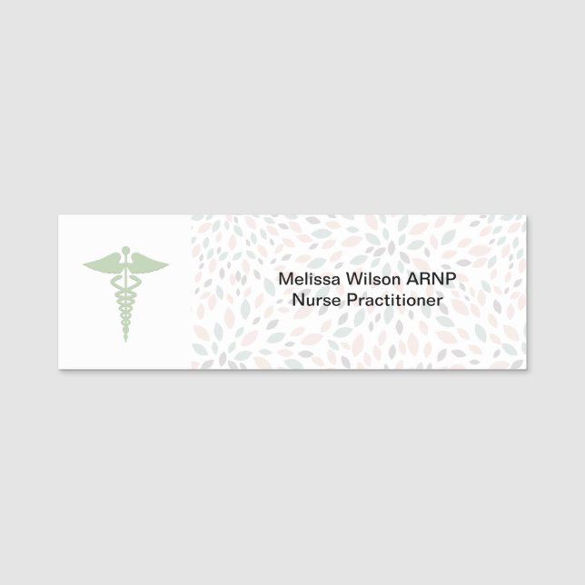Nurse Practitioner Caduceus Stylish Pattern Name Tag (Front)