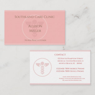  Nurse Practitioner Coral  Caduceus Business Card