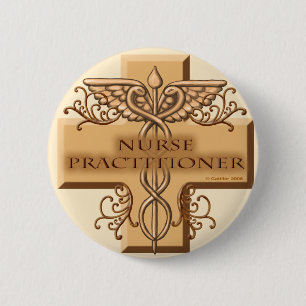 Nurse Practitioner Cross Caduceus 2 Inch Round Button