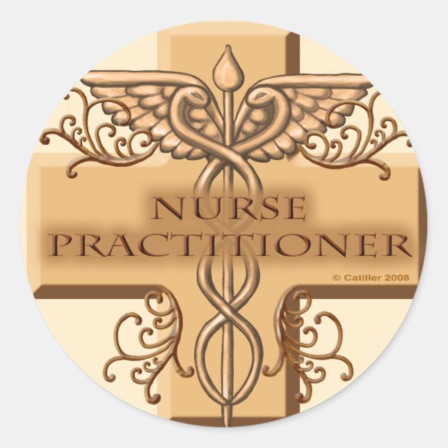 Nurse Practitioner Cross Caduceus Classic Round Sticker (Front)