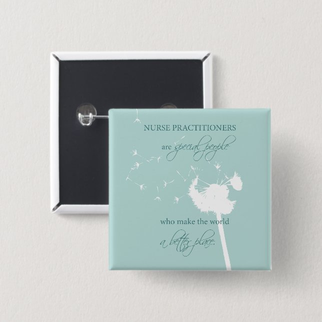 Nurse Practitioner Dandelion 2 Inch Square Button (Front & Back)