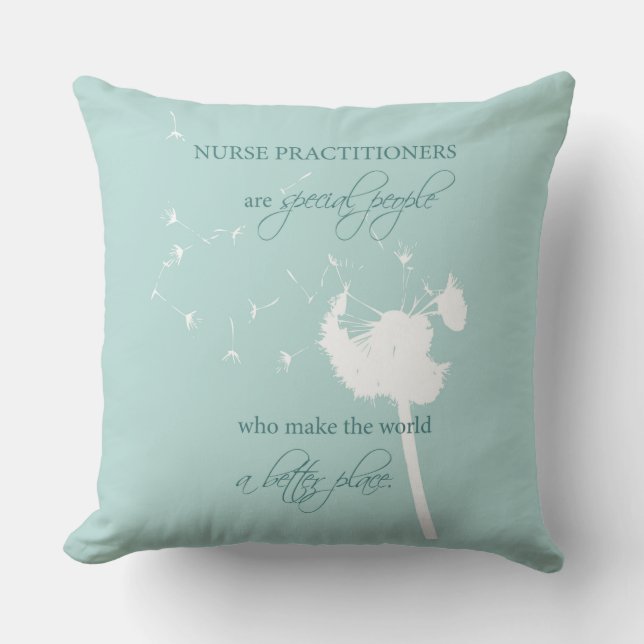 Nurse Practitioner Dandelion Throw Pillow (Front)
