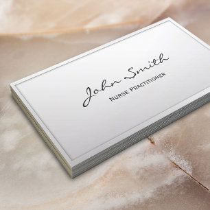 Nurse Practitioner Elegant White Frame Business Card