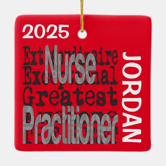 Nurse Practitioner Extraordinaire CUSTOM Ceramic Ornament (Back)
