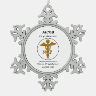 Nurse Practitioner Graduation Congratulations Snowflake Pewter Christmas Ornament