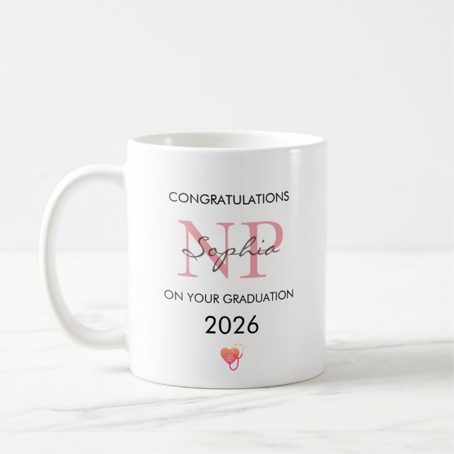 Nurse Practitioner Graduation Personalized 2026 Coffee Mug (Left)