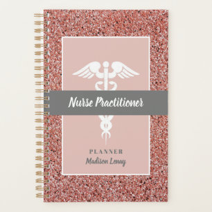 Nurse Practitioner Graduation Rose Gold Glitter Planner