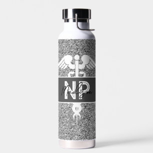 Nurse Practitioner Graduation Silver Personalized  Water Bottle
