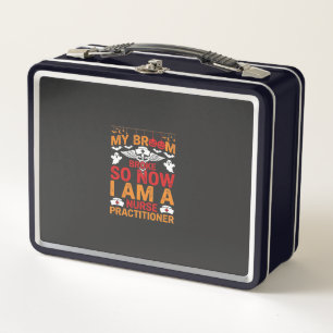 Nurse Practitioner Halloween Broom Broke Design_1 Metal Lunch Box
