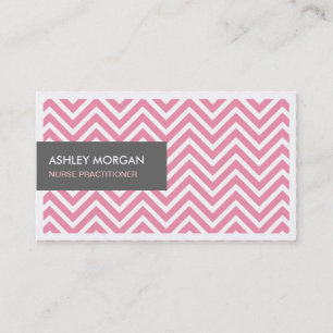 Nurse Practitioner - Light Pink Chevron Zigzag Business Card