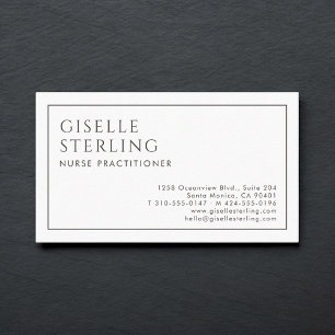 Nurse Practitioner Luxury Minimalist Black White Business Card