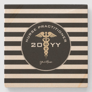 Nurse Practitioner Medical Black Personalized Stone Coaster