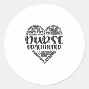 Nurse Practitioner, NP, heart Classic Round Sticker