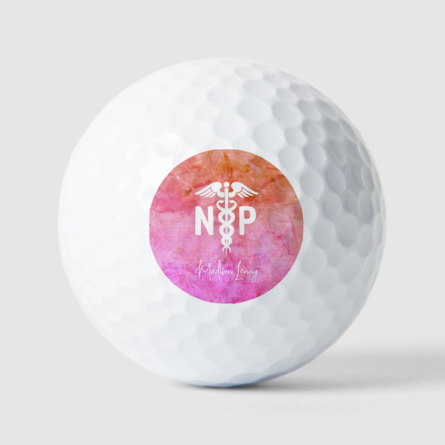Nurse Practitioner NP Pink Medical Personalized Golf Balls (Front)