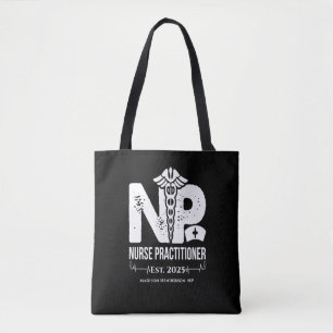   Nurse Practitioner Personalized Black White   Tote Bag