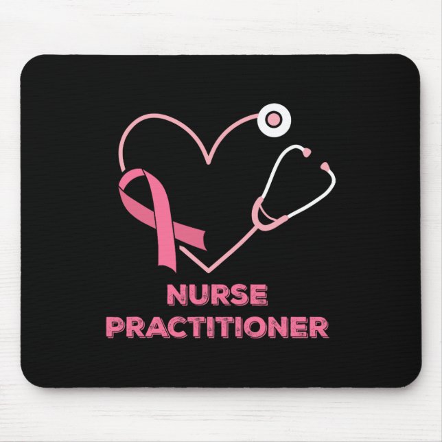 Nurse Practitioner Pink Heart Stethoscope Breast C Mouse Pad (Front)