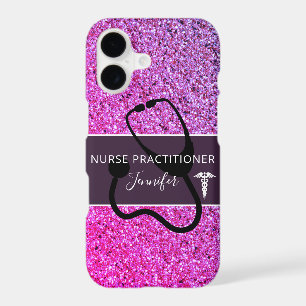 Nurse Practitioner Purple Pink Ombre Glitter Name