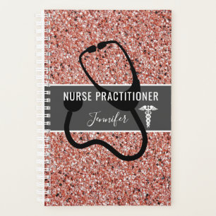 Nurse Practitioner Rose Gold Glitter Personalized Planner