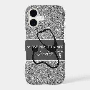 Nurse Practitioner Silver Glitter Personalized