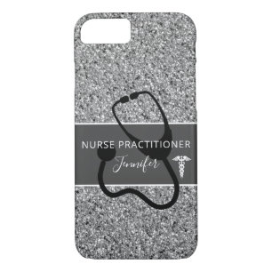 Nurse Practitioner Silver Glitter Personalized Case-Mate iPhone Case